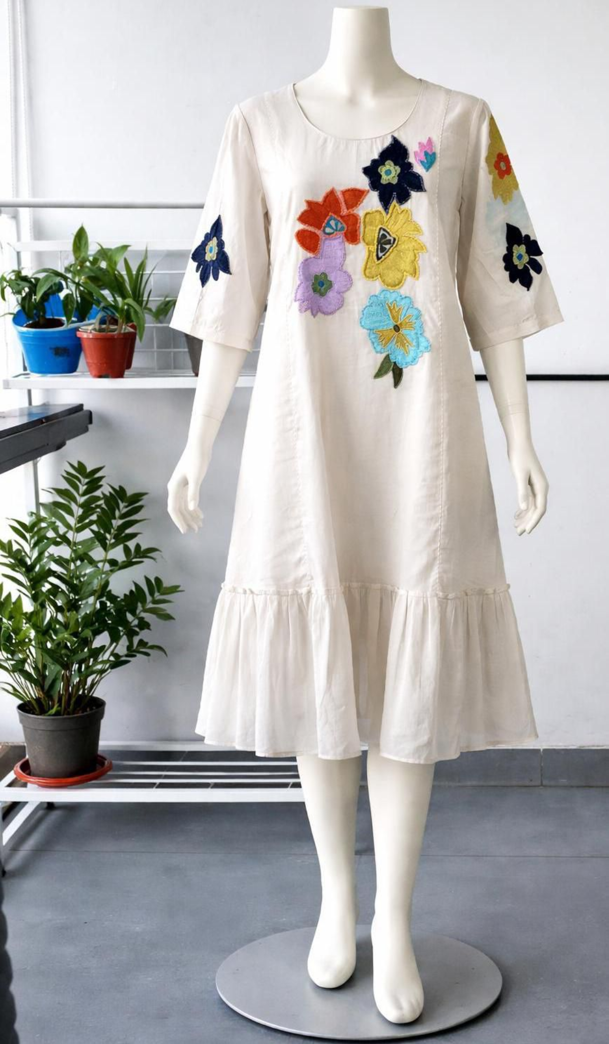 Pure linen fabric with handwork design